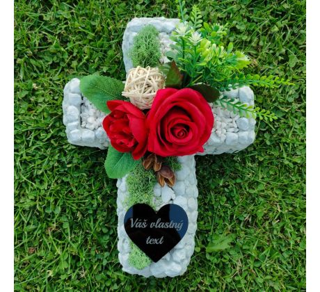 Kameninový kríž na hrob s textom - spomienková dekorácia