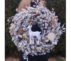 Vianočný veniec s jeleňom v zlatých tónoch