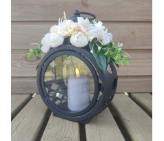 Čierny zdobený lampáš na hrob